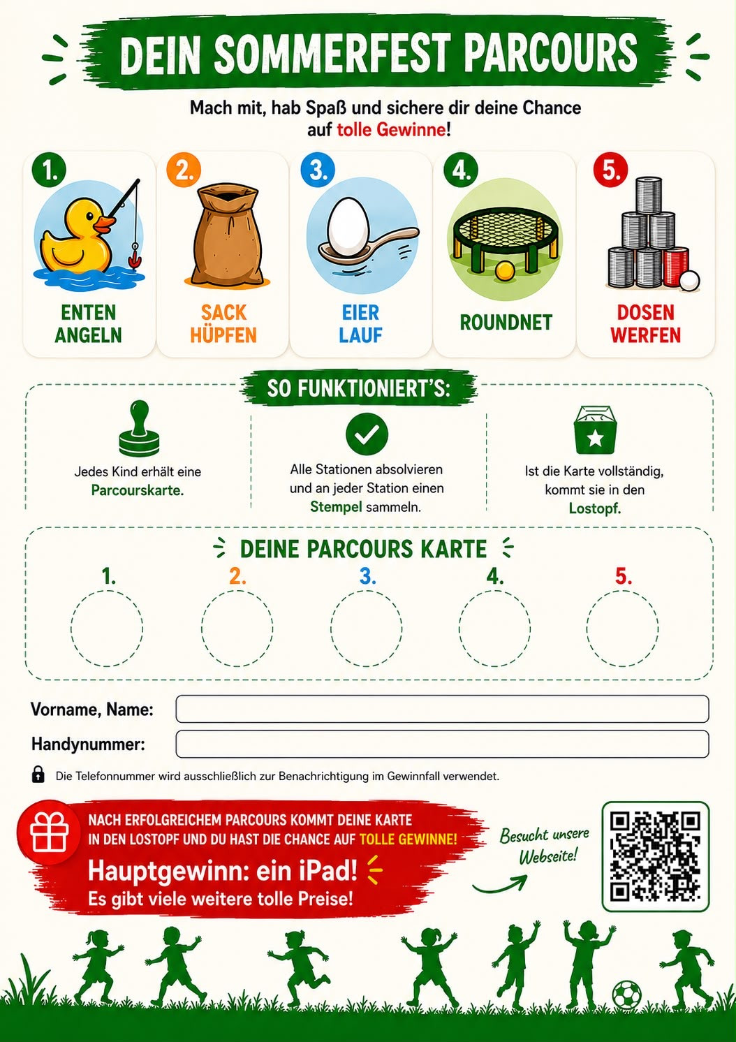 Flyer: Dein Sommerfest Parcours â Sommerfamilienfest der SG Erfttal